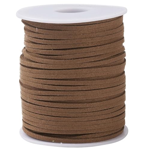 CABODYALS 50 Yards Braunees Wildlederseil Aus Kunstwildleder 2.5mm KaffeeBraune Flach Koreanische Flechtschnur Mit Rollenspule Für Die Herstellung von Schmuck Halsketten Armbänder Basteln Perlenarbei von CABODYALS
