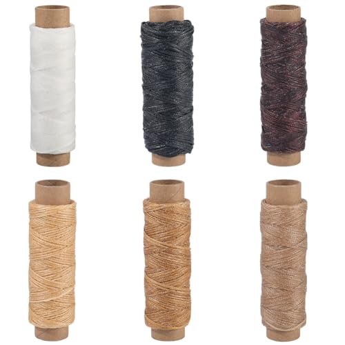 CABODYALS 6 Rolle 6 Farben 180 m 0.4mm Flache Gewachste Kordel Polyesterwachsbeschichtung Perlenarmbänder Seil Handstrickschnur Kordeln Für Die Schmuckherstellung Halsketten Leder Makramee DIY Kunst B von CABODYALS