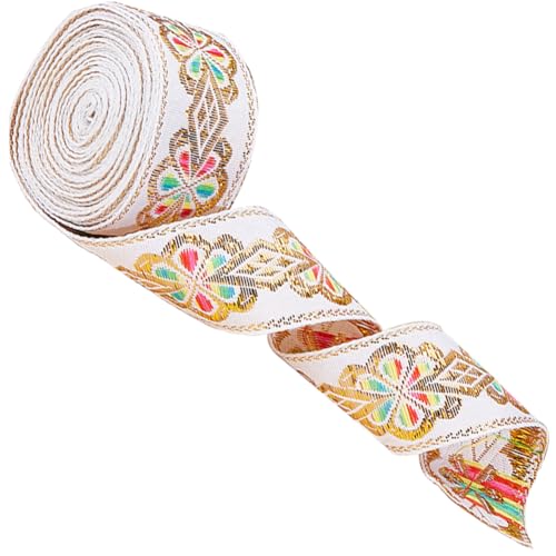 CABODYALS 7 m 45mm Weißes Jacquardband Mit Blumenmuster Stickerei Gewebte Bänder Goldene Kanten Vintage Stoffbesatz Im Ethno Stil Masse Zum Nähen Herstellen von Kleidung Heimkunst Dekoration Heimwerk CABODYALS 7 m 45mm Weißes Jacquardband Mit Blumenmuster Stickerei Gewebte Bänder Goldene Kanten Vintage Stoffbesatz Im Ethno Stil Masse Zum Nähen Herstellen von Kleidung Heimkunst Dekoration Heimwerk von CABODYALS