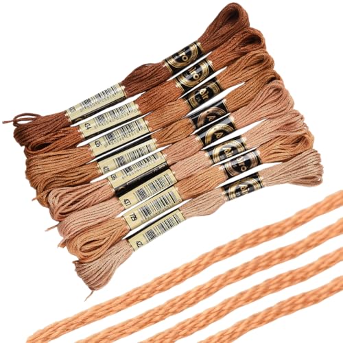 CABODYALS 8 Knäuel 6 Stränge 70 Yards Farbverlauf braunee Handstickerei Kreuzstich Garn Freundschaftsarmband Schnur Polyesterfaden Zum Nähen Für Kleidung Schmuck DIY Handarbeiten von CABODYALS