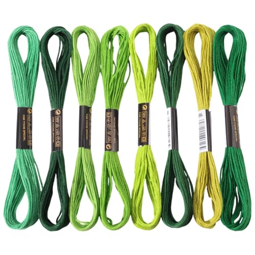 CABODYALS 8 Knäuel 6 Stränge Buntes Grünes Stickgarn Polyester Farbverlauf Kreuzstichgarn Freundschaftsarmbänder Schnur In Großpackung Für Die Armbandherstellung Handnähen Stricken Nähen Basteln von CABODYALS