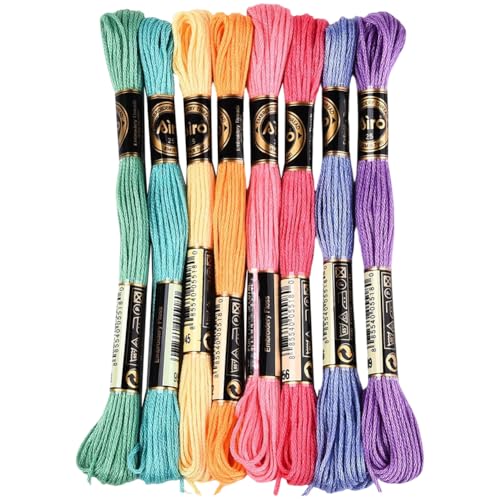 CABODYALS 8 Knäuel 6 Stränge Buntes Stickgarn Regenbogen Farbverlauf Kreuzstichgarn Freundschaftsarmbänder Garnfäden Schnur Zum Handnähen Schmuckbasteln Armbänder DIY von CABODYALS