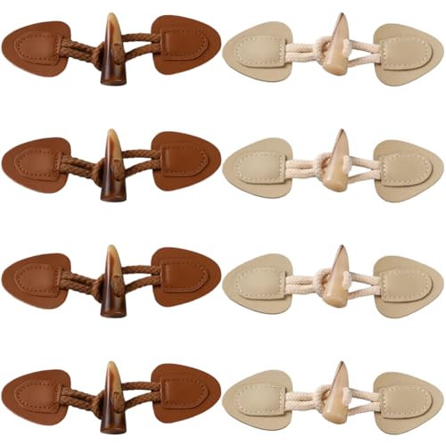CABODYALS 8 Set Braune Khakifarbener Knebelverschluss Aus PU Leder Mit Harzhorn Zum Aufnähen von Knebelverschlüssen Verschlüssen Knöpfen Vintage Knopf In Großpackung Zum Nähen Herstellen von Mänteln K von CABODYALS