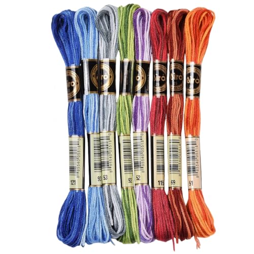 CABODYALS 8 Strang 6 Stränge 64 M Buntes Stickgarn Für Kreuzstich Freundschaftsarmband Farbverlauf Blaue Baumwollschnur Zum Nähen Herstellen von Armbändern Stricken Nähen Bastelbedarf CABODYALS 8 Strang 6 Stränge 64 M Buntes Stickgarn Für Kreuzstich Freundschaftsarmband Farbverlauf Blaue Baumwollschnur Zum Nähen Herstellen von Armbändern Stricken Nähen Bastelbedarf von CABODYALS