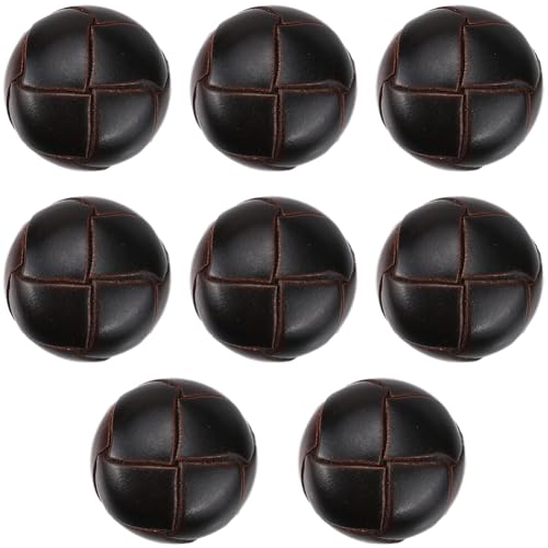 CABODYALS 8 Stück Braune Schwarze Runde Vintage Knopf Ersatzknöpfe Aus Leder Mit Fußballmuster Metallschaft Zum Nähen Herstellen von Kleidung Anzügen Mänteln Jacken Pullovern Uniformen Sofas Basteln von CABODYALS
