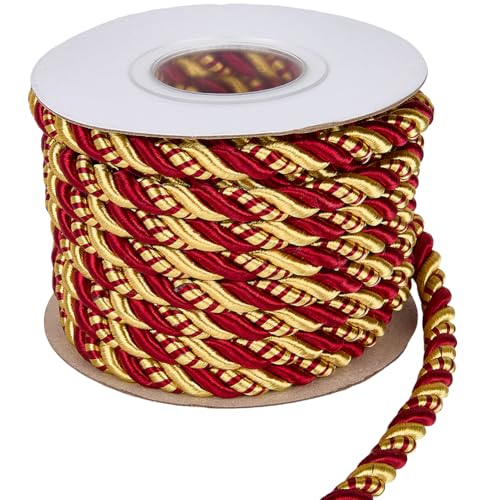 CABODYALS 8.5 m 8mm Rotgoldene Zopfkordel Dekorative Schnur Geflochten Polyester Seidenseil Weihnachtsfaden Satinkordel Für Heimdekoration Vorhang Raffhalter Polsterung Abschlussfeier Basteln DIY CABODYALS 8.5 m 8mm Rotgoldene Zopfkordel Dekorative Schnur Geflochten Polyester Seidenseil Weihnachtsfaden Satinkordel Für Heimdekoration Vorhang Raffhalter Polsterung Abschlussfeier Basteln DIY von CABODYALS