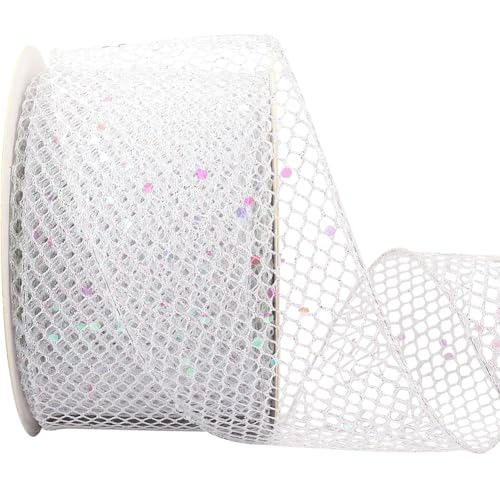 CABODYALS 8.99 m 2.5{1} cm Silberfarbenes Glitzernetzband Funkelndes Weihnachtsband Aus Polyester Mit Pailletten Netzbänder Mit Spule Zum Nähen Basteln Verpacken von Geschenken Geburtstagen Hochzeiten CABODYALS 8.99 m 2.5{1} cm Silberfarbenes Glitzernetzband Funkelndes Weihnachtsband Aus Polyester Mit Pailletten Netzbänder Mit Spule Zum Nähen Basteln Verpacken von Geschenken Geburtstagen Hochzeiten von CABODYALS