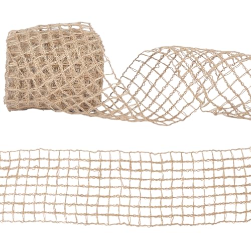 CABODYALS 9.14 m 1 Rollen Sackleinen Netzband Rustikal Weihnachten HellBraune Natürliches Jutenetz Leinen Vintage Stoffbänder Zum Verpacken von Geschenken Bauernhaus Landhochzeit Geburtstagsparty Deko von CABODYALS
