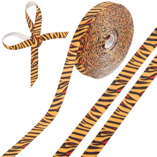 CABODYALS 9.14 m 10mm Band Mit Tigermuster Orange Zebrastreifen Wilddschungel Safari Druck Dünne Ripsbänder Aus Polyester Für Geschenkverpackungen Schleifen Blumen Hochzeitsdekoration Heimwerkerbedarf von CABODYALS