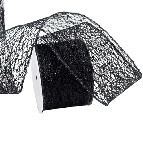 CABODYALS 9.14 m 63mm Schwarzes Glitzer Netzband Mit Drahtrand Breites Netz Funkelnd Mit Pailletten Stoff Spitzenbänder Zum Verpacken von Geschenken Schleifen Blumensträußen Hochzeiten Heimdekoration CABODYALS 9.14 m 63mm Schwarzes Glitzer Netzband Mit Drahtrand Breites Netz Funkelnd Mit Pailletten Stoff Spitzenbänder Zum Verpacken von Geschenken Schleifen Blumensträußen Hochzeiten Heimdekoration von CABODYALS