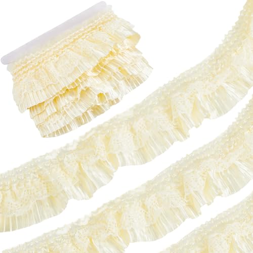 CABODYALS 9.14 m Gelbes Elastisches Satin Rüschenband Vintage Stil Geraffte Netz Plissee Spitzen Dehnbare Bestickte Florale Randbesätze Bänder Zum Nähen Herstellen von Schleifen Braut Und Hochzeitsde CABODYALS 9.14 m Gelbes Elastisches Satin Rüschenband Vintage Stil Geraffte Netz Plissee Spitzen Dehnbare Bestickte Florale Randbesätze Bänder Zum Nähen Herstellen von Schleifen Braut Und Hochzeitsde von CABODYALS