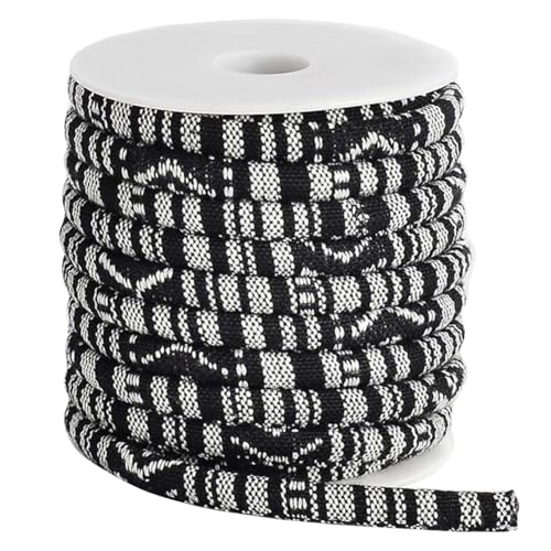 CABODYALS 9.14 m Kordel Im Ethno Stil Freundschaftsarmbänder Perlenschnur Schwarz Weiß Bohemia Tribal Geflochten Rund Bestickter Stofffaden Zur Schmuckherstellung Halsketten Armbänder Perlenstickerei von CABODYALS