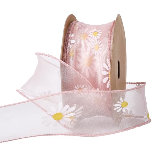 CABODYALS 9.14 m Rosa Gänseblümchenband Organza Mit Draht Bestickte Blumenbesätze Transparenter Polyester Vintage Chiffon Spitzenstickerei Tüllbänder Für Brauthochzeitsdekoration Geschenkverpackung He CABODYALS 9.14 m Rosa Gänseblümchenband Organza Mit Draht Bestickte Blumenbesätze Transparenter Polyester Vintage Chiffon Spitzenstickerei Tüllbänder Für Brauthochzeitsdekoration Geschenkverpackung He von CABODYALS