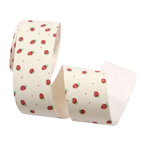 CABODYALS {91)10cm Langes Weißes Erdbeerband Obstband Einseitig Süßer Motivdruck Stoff Mit Draht Ripsbänder Zum Nähen Basteln Geschenkverpackungen DIY Weihnachtsverzierungen Dekoration von CABODYALS