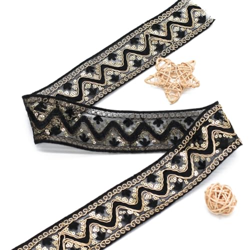 CABODYALS {91}10cm Langes Schwarzes Und Goldenes Paillettenband Mit Perlen Spitzenbesatz Metallisch Vintage Durchsichtig Pailletten Glitzer Stickerei Randband Zum Nähen Basteln Verpacken Hochzeit Weih CABODYALS {91}10cm Langes Schwarzes Und Goldenes Paillettenband Mit Perlen Spitzenbesatz Metallisch Vintage Durchsichtig Pailletten Glitzer Stickerei Randband Zum Nähen Basteln Verpacken Hochzeit Weih von CABODYALS