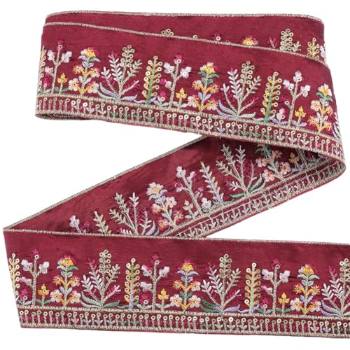 CABODYALS Besticktes Band 4.57 m 65mm Dunkelrot Boho Blumen Jacquard Polyester Stickbänder Floraler Stoff Gewebte Applikation Zum Nähen Basteln Kleidung Kleider Hochzeit Party CABODYALS Besticktes Band 4.57 m 65mm Dunkelrot Boho Blumen Jacquard Polyester Stickbänder Floraler Stoff Gewebte Applikation Zum Nähen Basteln Kleidung Kleider Hochzeit Party von CABODYALS