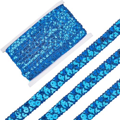 CABODYALS Dunkelblau Paillettenband 15mm Paillettenborte Weihnachtsband Geschenkbändchen Glitzer Bänder Dekoband Spitzenband Zum Nähen Basteln Geschenkverpackung Dekoration von CABODYALS
