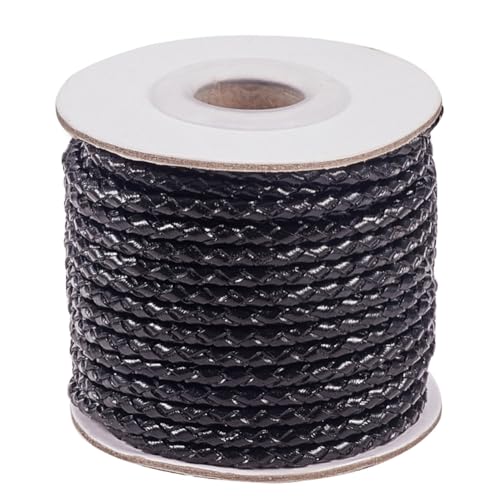 CABODYALS Etwa 11 Yards 3mm Schwarzes Geflochtenes Lederband Rund Bolo Lederschnur Gefaltet Echtes Rindsleder Seilschnüre Mit Spule Für Die Schmuckherstellung Halsketten Armbänder Schlüsselanhänger DI CABODYALS Etwa 11 Yards 3mm Schwarzes Geflochtenes Lederband Rund Bolo Lederschnur Gefaltet Echtes Rindsleder Seilschnüre Mit Spule Für Die Schmuckherstellung Halsketten Armbänder Schlüsselanhänger DI von CABODYALS