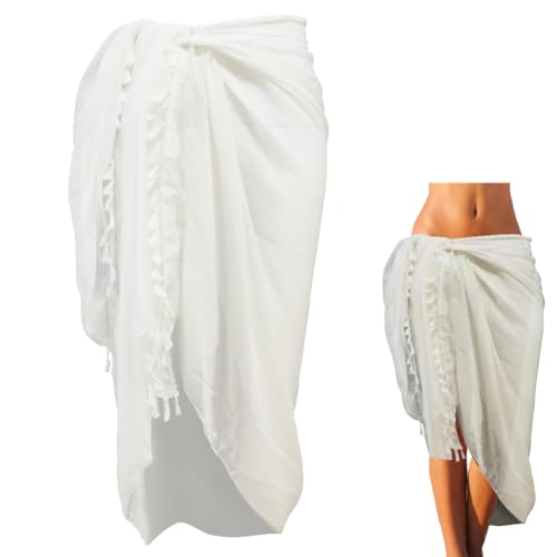 CABODYALS Langer Weißer Sarong Mit Quaste Strandüberzug Pareo Badeanzug Netzstoff Transparenter Schal Überzug Modischer Rechteckiger Sommerbikini Aus Baumwolle Sexy Badeanzug Wickelunterteil Überzüge CABODYALS Langer Weißer Sarong Mit Quaste Strandüberzug Pareo Badeanzug Netzstoff Transparenter Schal Überzug Modischer Rechteckiger Sommerbikini Aus Baumwolle Sexy Badeanzug Wickelunterteil Überzüge von CABODYALS