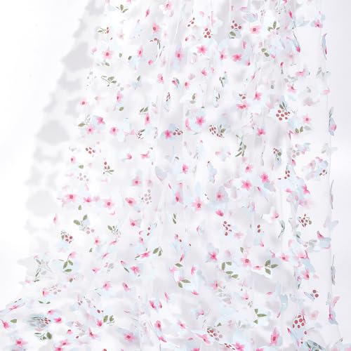 CABODYALS Stickerei Schmetterlings Spitzenstoff Weicher Farbverlauf 3D Schmetterlingsnetz 0.91 m Floral Bestickte Gaze Applikation Polyester Tüll Zum Nähen Herstellen von Kleidungszubehör Hochzeitsdek von CABODYALS