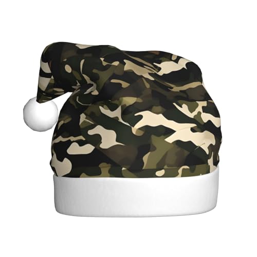 CADREWY Festliche Weihnachtsmütze für Erwachsene, Unisex, Camouflage-Druck, Weihnachtsmannmütze mit Weihnachtsfeier-Dekoration von CADREWY