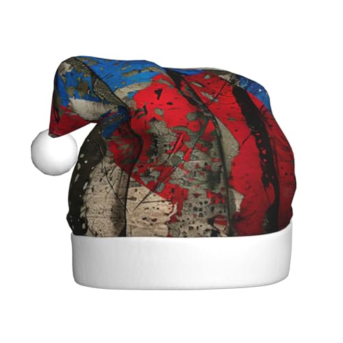 CADREWY Puerto Rico, Tapeten-Flagge, Druck, festliche Weihnachtsmannmütze für Erwachsene, Unisex, Weihnachtsmannmütze mit Weihnachtsfeier-Dekoration von CADREWY