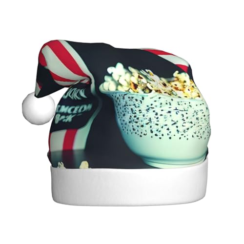 CADREWY Weihnachtsmütze mit Film-Schindel- und Popcorn-Druck, festliche Weihnachtsmütze für Erwachsene, Unisex, Weihnachtsmannmütze mit Weihnachtsfeier-Dekoration CADREWY Weihnachtsmütze mit Film-Schindel- und Popcorn-Druck, festliche Weihnachtsmütze für Erwachsene, Unisex, Weihnachtsmannmütze mit Weihnachtsfeier-Dekoration von CADREWY