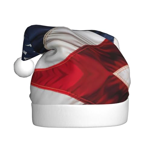 CADREWY Weihnachtsmütze mit amerikanischer Flagge, für Erwachsene, Unisex, Weihnachtsmannmütze mit Weihnachtsfeier-Dekoration von CADREWY