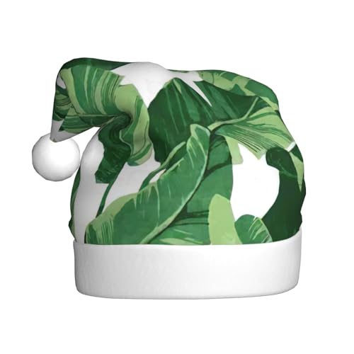 CADREWY Weihnachtsmütze mit süßem grünen Palmenblättern, festliche Weihnachtsmannmütze für Erwachsene, Unisex, Weihnachtsmannmütze mit Weihnachtsfeier-Dekor von CADREWY