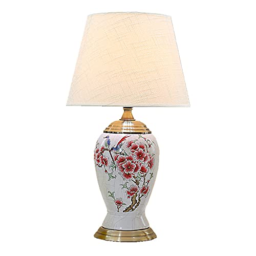 CAFIEDR 52 * 30 cm Tischlampen Amerikanische Keramik Tischlampen Wohnzimmerdekoration Stoff Lampenschirm Innenbeleuchtung Wohnkultur Kreative Schlafzimmer Nachttischlampe Chinoiserie Lampe von CAFIEDR