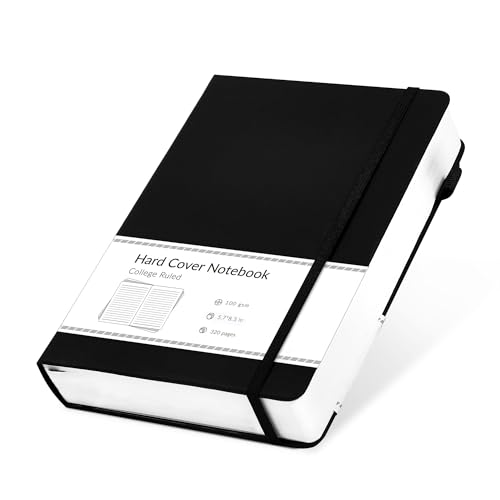 CAGIE Notizbuch A5 Liniert 320 Seiten Dickes Tagebuch Hardcover Journal Notizblock Leder Notizbücher Diary für Frauen Männer Mädchen Erwachsene, 14 x 21 cm, Schwarz von CAGIE