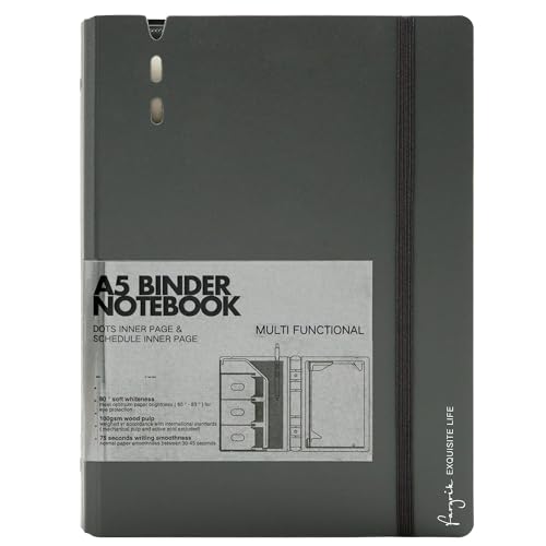 CAGIE Ringbuch A5 Nachfüllbar 6 Ringe Ringbuchordner mit Tasche Notizbuch Ordner Tagebuch Ringbuch Reisetagebuch Notizblock für Schule Reisearbeit und Organizer, 6.89 x 9.25 In, Grau CAGIE Ringbuch A5 Nachfüllbar 6 Ringe Ringbuchordner mit Tasche Notizbuch Ordner Tagebuch Ringbuch Reisetagebuch Notizblock für Schule Reisearbeit und Organizer, 6.89 x 9.25 In, Grau von CAGIE