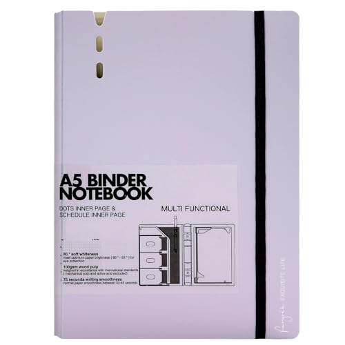 CAGIE Ringbuch A5 Nachfüllbar Binder 6-Ring Notizbuch mit Register, Nachfüllpackung Enthält Planquadratlineal und Punktseiten Loses Blatt Diary, 6.89 x 9.25 In, Hell Violett CAGIE Ringbuch A5 Nachfüllbar Binder 6-Ring Notizbuch mit Register, Nachfüllpackung Enthält Planquadratlineal und Punktseiten Loses Blatt Diary, 6.89 x 9.25 In, Hell Violett von CAGIE