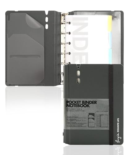 CAGIE Ringbuch A7 Nachfüllbar Binder 6 Ring Notizbuch mit Register Loses Blatt Diary mit Taschen Nachfüllpackung Enthält Planquadratlineal und Punktseiten, 4.13 x 5.71 In, Grau CAGIE Ringbuch A7 Nachfüllbar Binder 6 Ring Notizbuch mit Register Loses Blatt Diary mit Taschen Nachfüllpackung Enthält Planquadratlineal und Punktseiten, 4.13 x 5.71 In, Grau von CAGIE