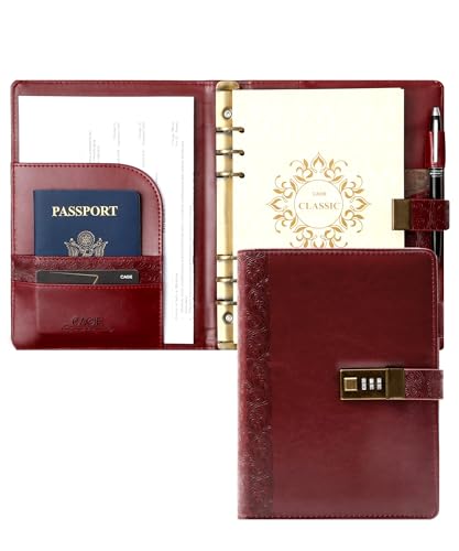 CAGIE Leder Tagebuch mit Schloss, A5 Ringbuch Large Tagebuch für Erwachsene mit Zahlenschloss Nachfüllbare Innenseiten Geprägtes Loses Blatt Diary, 17,8 x 22,9 cm, Rot CAGIE Leder Tagebuch mit Schloss, A5 Ringbuch Large Tagebuch für Erwachsene mit Zahlenschloss Nachfüllbare Innenseiten Geprägtes Loses Blatt Diary, 17,8 x 22,9 cm, Rot von CAGIE