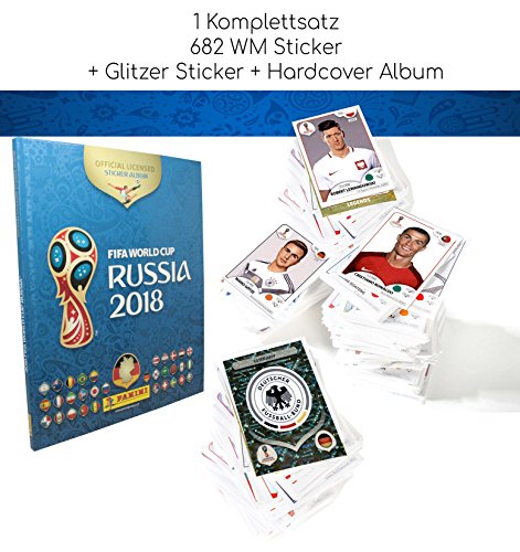 CAGO Unbekannt Panini WM 2018 Sticker - Komplettsatz + Glitzer + Hardcover Album (682 STK.) von CAGO