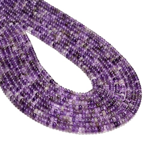 ICAI Natürliche Amethyst-Rondelle-Perlen, lose Edelstein-Abstandshalter für DIY-Schmuckherstellung, 2 x 4 mm von CAI YI MING