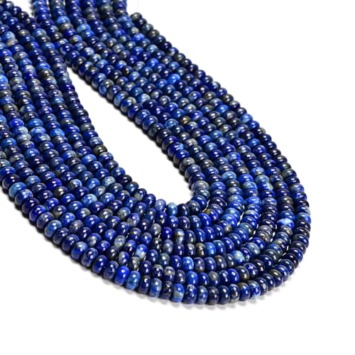 ICAI Natürliche Rondelle-Perlen, 4 x 6 mm, lose Edelstein-Abstandshalter für DIY-Schmuckherstellung (Lapislazuli) von CAI YI MING