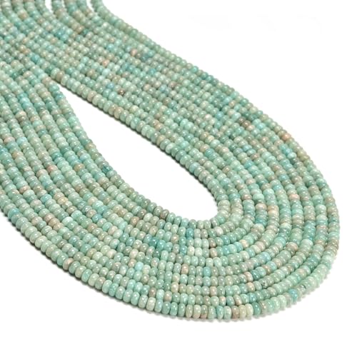 ICAI Natürliche Rondelle-Perlen, lose Edelstein-Abstandshalter für DIY-Schmuckherstellung, 2 x 4 mm (Amazonit) von CAI YI MING