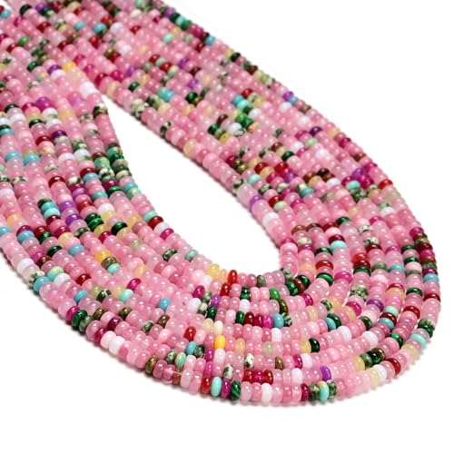 ICAI Natürliche Rondelle-Perlen, lose Edelstein-Abstandshalter für DIY-Schmuckherstellung, 2 x 4 mm (Rosatöne) von CAI YI MING