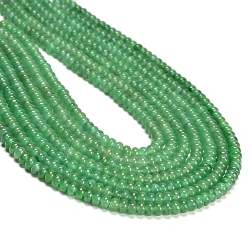 ICAI Natürliche Rondelle-Perlen, lose Edelstein-Abstandshalter für DIY-Schmuckherstellung, 4 x 6 mm (grüner Aventurin) von CAI YI MING