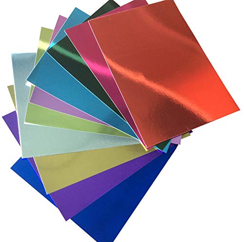 10 x A4-Blätter, gemischte Farben, Spiegelfolie, Kartenherstellung, Bastelmaterial, funkelnde Bastelarbeiten, Scrapbooking, Geschenkverpackungen von Caicxi
