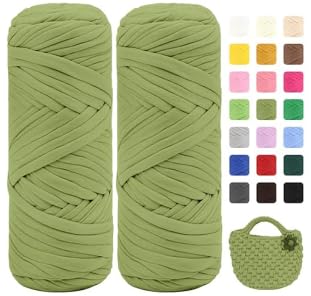 CAIEJSAEN t shirt garn textilgarn schlauchgarn zum häkeln Dickes Baumwoll-Nylon-Mischgarn Farbintensiv pflegeleicht Ideal für Häkeltaschen DIY Projekte Handarbeiten und Deko von CAIEJSAEN