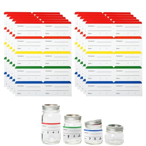 100 lösbare Gefrieretiketten - Farbige Aufkleber für Gefriergut ohne klebrige Rückstände - Etiketten für die Organisation von Lebensmittelbehältern(2.4 * 1.2 in) von CAIHINIER