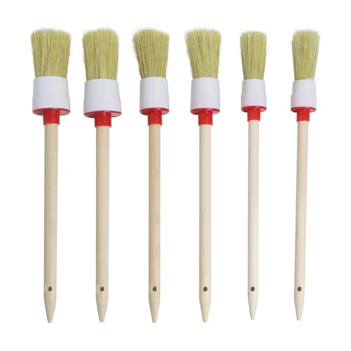 6 Stück Borstenpinsel,Rundpinsel Set aus 100% Naturborsten, Pinsel Rund 20/25/30mm,Professionelles Naturholz Rundpinsel Ringpinsel Wachspinsel zum Streichen von Wänden und Möbeln für den Hausgebrauch von CAIHINIER