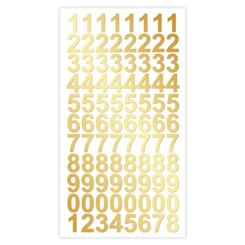 CAIHINIER Leicht Anzubringende Zahlen Aufkleber 1cm in Gold Glänzend - 89 Hochwertige Klebezahlen - Zahlenaufkleber und Nummern 0-9 - Wasser und Wetterfest Ideal für Den Außenbereich-Number Stickers CAIHINIER Leicht Anzubringende Zahlen Aufkleber 1cm in Gold Glänzend - 89 Hochwertige Klebezahlen - Zahlenaufkleber und Nummern 0-9 - Wasser und Wetterfest Ideal für Den Außenbereich-Number Stickers von CAIHINIER