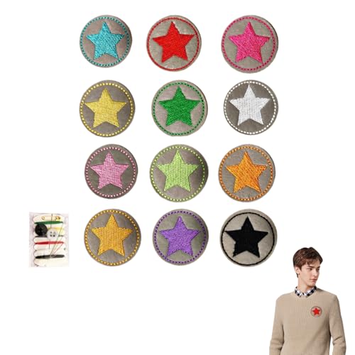 12 Stück Bügelflicken mit Nähset, Flicken zum Aufbügeln Kinder,Bunte Stern Aufnäher Kinder,Stoffe zum Nähen Kinder, Bügelbilder,Patches zum Aufbügeln,Jeans Flicken zum Aufbügeln Innen,Für Hut Jacken 12 Stück Bügelflicken mit Nähset, Flicken zum Aufbügeln Kinder,Bunte Stern Aufnäher Kinder,Stoffe zum Nähen Kinder, Bügelbilder,Patches zum Aufbügeln,Jeans Flicken zum Aufbügeln Innen,Für Hut Jacken von CAIKAILIOR