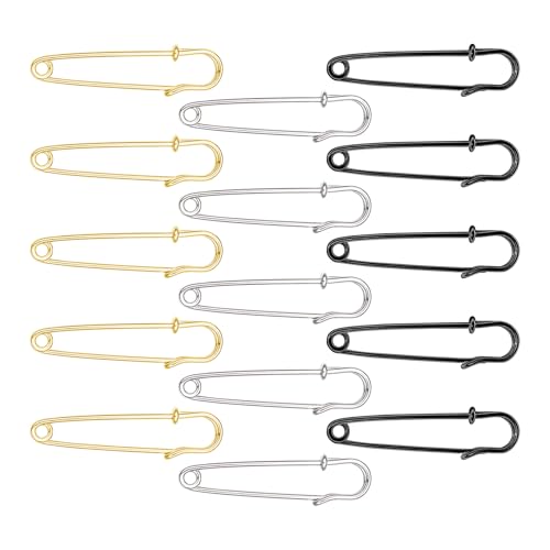 15 Stück Sicherheitsnadeln Groß,Große Sicherheitsnadel Safety Pins EIN Kilt Maschenmarkierer Kiltnadel Set Gold Schwarz Silber Metall Anstecknadeln,für Leinwand Pin Schleppennadel Brautkleid Brosche 15 Stück Sicherheitsnadeln Groß,Große Sicherheitsnadel Safety Pins EIN Kilt Maschenmarkierer Kiltnadel Set Gold Schwarz Silber Metall Anstecknadeln,für Leinwand Pin Schleppennadel Brautkleid Brosche von CAIKAILIOR