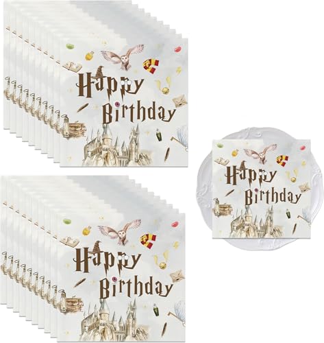 20 Stück Servietten Geburtstag Kinder,Tischdeko Geburtstag,Happy Birthday Servietten Kindergeburtstag,Personalisierte Tisch Deko Party,Wizard Party Geburtstagsservietten,Für Frau Mann Mädchen Junge von CAIKAILIOR