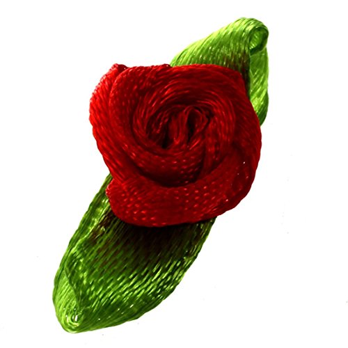 CAIONPLE 100Pcs Mini Satinband Rose Blatt Hochzeit Dekor Applikationen Nähen Diy Hauptfarbe: Rot von CAIONPLE